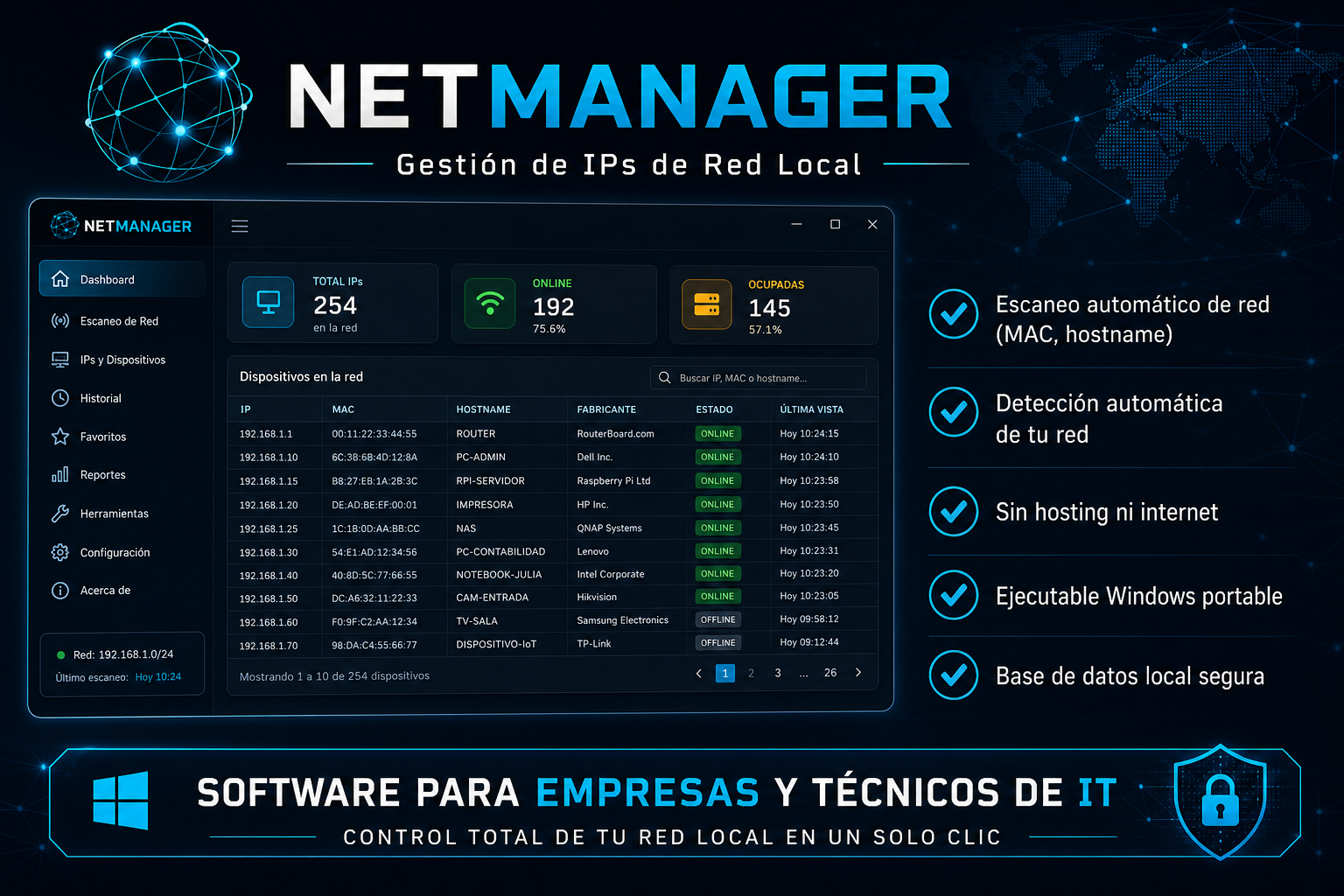 NetManager — Gestión de IPs de red local
